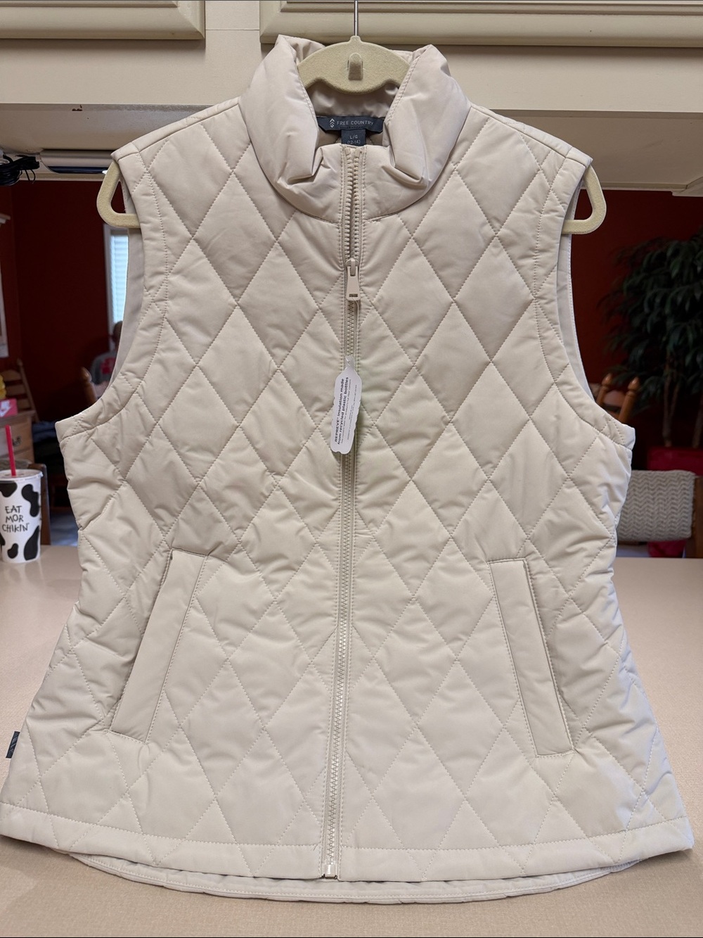 Free Country quilted Light Biege Vest - Women's size Large